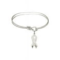 thumbnail image 1 of 5 3/4 inch Oval Eye Hook Bangle Bracelet w/ Cancer Awareness medal charm w/ April Crystal Swarovski Crystal, 1 of 3