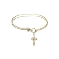 thumbnail image 1 of 5 3/4 inch Oval Eye Hook Bangle Bracelet w/ Cross in Gold-Filled, 1 of 3