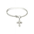 thumbnail image 1 of 5 3/4 inch Oval Eye Hook Bangle Bracelet w/ Cross medal charm w/ April Crystal Swarovski Crystal, 1 of 3