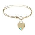 thumbnail image 1 of 5 3/4 inch Oval Eye Hook Bangle Bracelet w/ Heart medal charm w/ December Blue Swarovski Crystal, 1 of 3