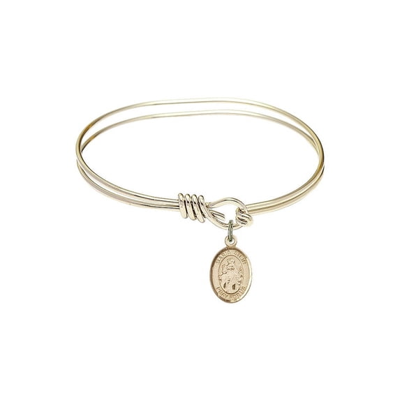 5 3/4 inch Oval Eye Hook Bangle Bracelet w/ Maria Stein in Gold-Filled