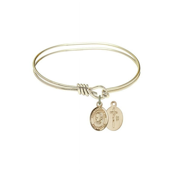 5 3/4 inch Oval Eye Hook Bangle Bracelet w/ Pope Emeritus Benedict XVI in Gold-Filled