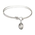 thumbnail image 1 of 5 3/4 inch Oval Eye Hook Bangle Bracelet w/ St. Amelia in Sterling Silver, 1 of 3