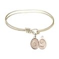 thumbnail image 1 of 5 3/4 inch Oval Eye Hook Bangle Bracelet w/ St. Christopher / Skiing in Gold-Filled, 1 of 3