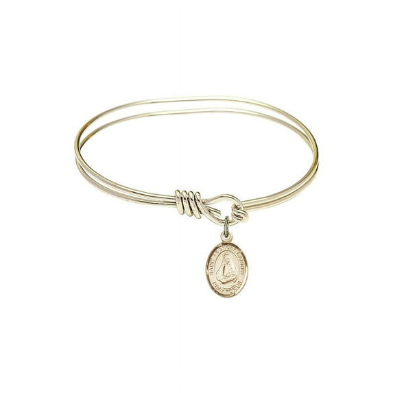 5 3/4 inch Oval Eye Hook Bangle Bracelet w/ St. Frances Cabrini in Gold-Filled