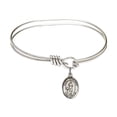 thumbnail image 1 of 5 3/4 inch Oval Eye Hook Bangle Bracelet w/ St. Genesius of Rome in Sterling Silver, 1 of 3