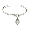 thumbnail image 1 of 5 3/4 inch Oval Eye Hook Bangle Bracelet w/ St. Ursula in Sterling Silver, 1 of 3