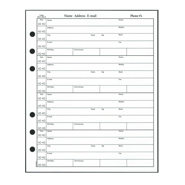 5 3/4 x 7 Inch Address Refills 48 Pages (24 Sheets) Fits Hallmark
