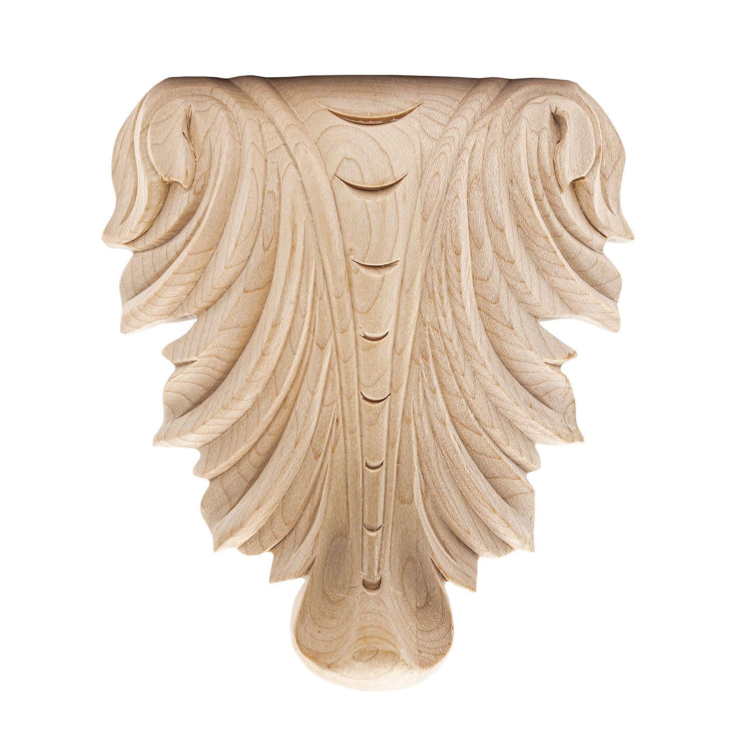 Unfinished Hand Carved Maple Wood Acanthus Applique
