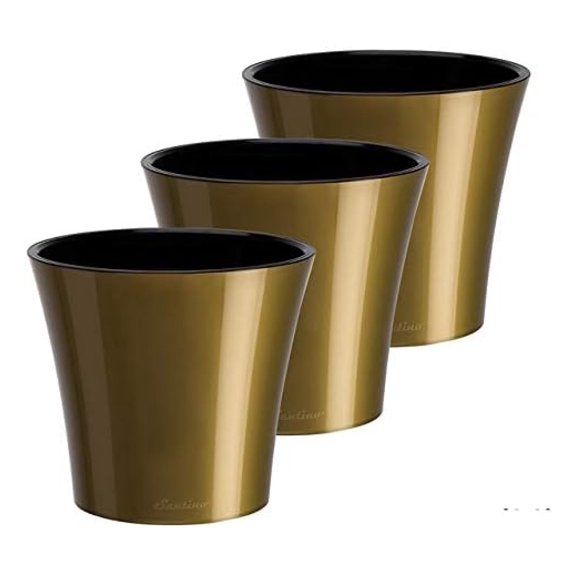 5.3" ARTE Self Watering Planter (Set of 3) in /Black - Indoor Flower Pot for All House Plants, Flowers, , , Orchideas, Dahlias and African