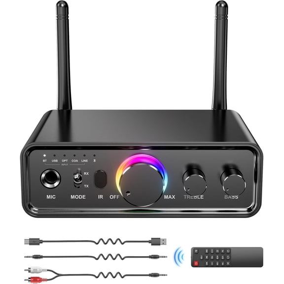 5.3 Audio Transmitter Receiver for TV Stereo, high-Fidelity Low-Latency and Audio Adapter, Supporting USB, , 3.5mm AUX, DAC, Coaxial, and Optical Input/Output