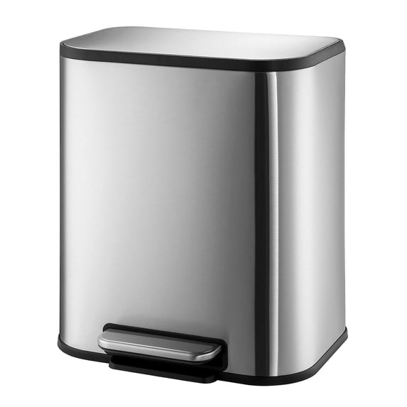 5.3 Gallon Stainless Steel Kitchen Trash Can with Lid, Rectangular Step-On Garbage Can with Foot Pedal & Removable Inner Bucket for Kitchen, Office, Bedroom
