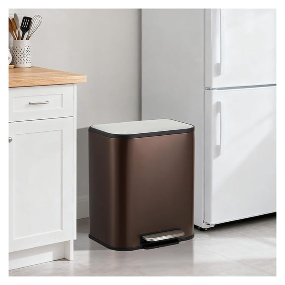 5.3 Gallon Stainless Steel Trash Can with Lid, 20L Foot Pedal Waste Bin ...
