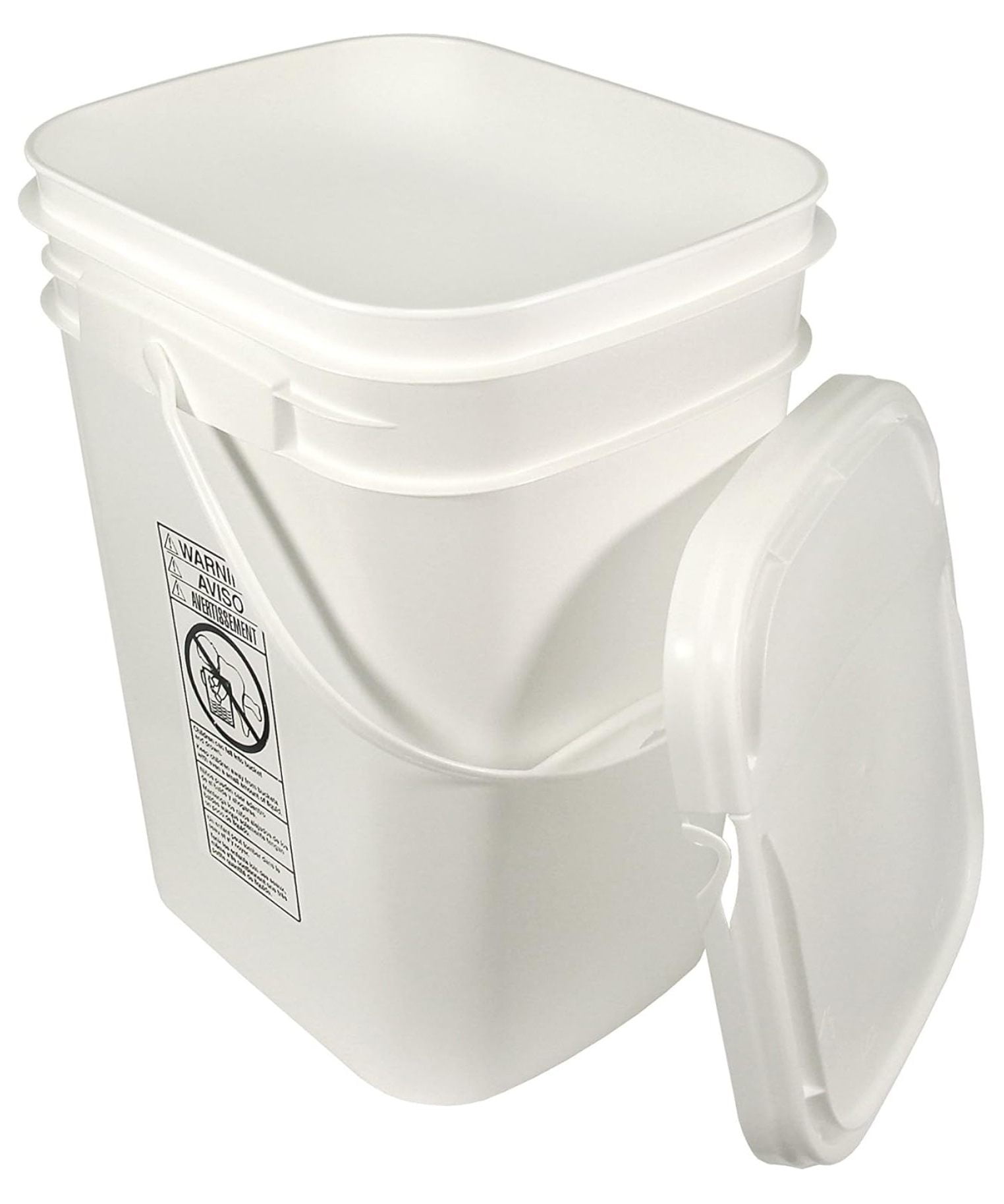 5.3 Gallon White Rectangular Bucket/Pail with Hinged Snap Lid - Walmart.com