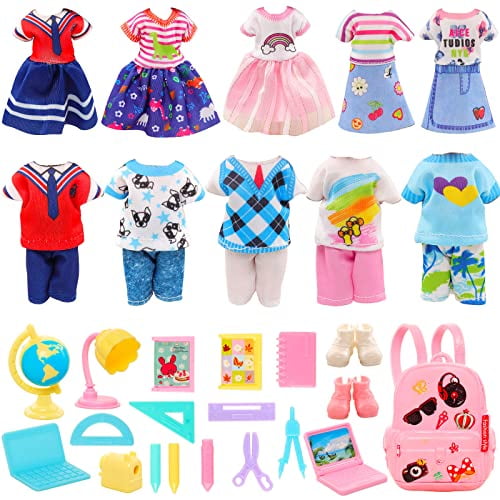5.3 Inch Chelsea Doll Clothes And School Playset 3 Dresses 3 Outfits 2