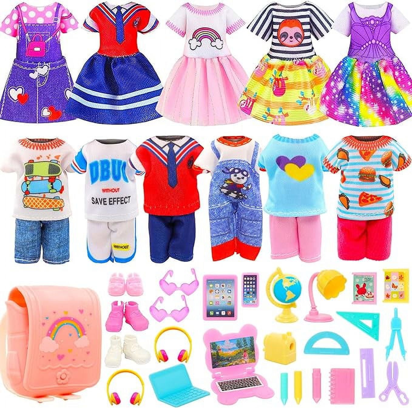 5.3 Inch Doll Clothes and Accessories 4 Outfits 4 Dresses 3 Shoes with