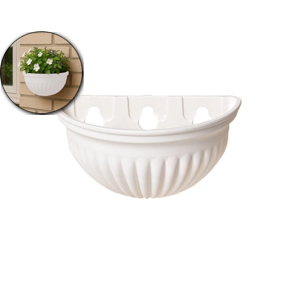 5.3 Inch Wall Hanging Planter, Wall Planters Basket for Indoor Outdoor, Plastic Flower Plant Pot, White