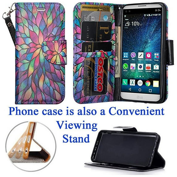 for 5.3" LG K20 K20 + PLUS K20 V LV5 Case Phone Case Designed Wallet Grip Textured Kick stand Hybrid Pouch Pocket Purse Screen Flip Cover Stained Glass