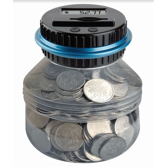 5.3" Piggy Bank for Boys Adults, Digital Coin Bank Savings Jar with LCD Display Automatic Coin Counter for Adults Large Capacity Money Jar, A