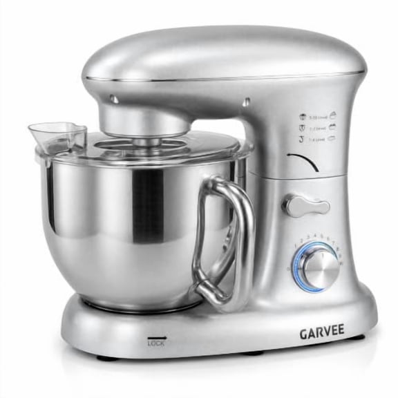 5.3 QT Silver Tilt‑Head Stand Mixer, 500W 10‑Speed Electric Kitchen Mixer