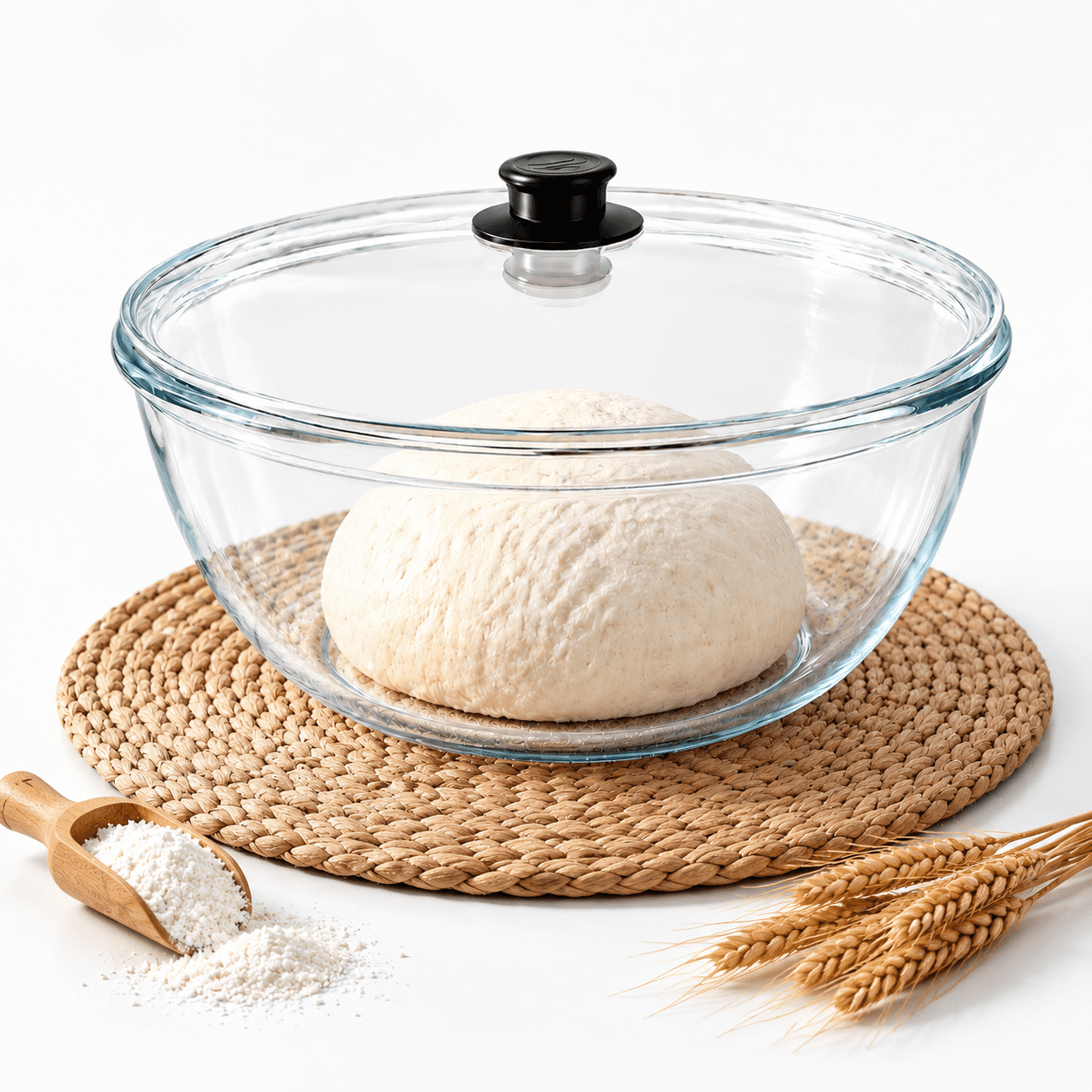 Ddark Bread 5.3 Qt Black Glass Mixing Bowl with Lid for Sourdough Bread Prep ...