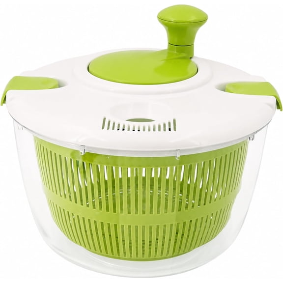 5.3 Quart Salad Spinner with Drain Hole, Easy Spin Lettuce Dryer, BPA Free Vegetable Fruit Washer, Manual Crank Salad Dryer Bowl for Kitchen Prep