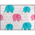 thumbnail image 1 of 5'3" x 4' (63 x 48 inch) Area Rug, Pad Colorful Elephant Nursery Rugs Floor Mat for Kids Playing Room Living Room Bedroom, 1 of 6