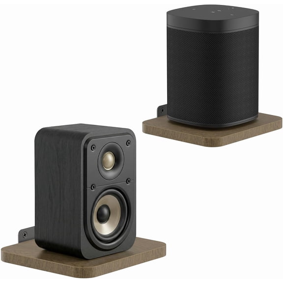 5.3" x 5.9" Adjustable Speaker Shelf Up to 7 lbs for , Roku, JBL, Vizio, and More, Wooden Rear Wall Mount Easy Install Home Theater Surround Sound Save Space