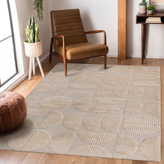 5'3''x7'6''Arch Pattern Indoor Area Rug,Modern Boho Geometric Living Room Carpet