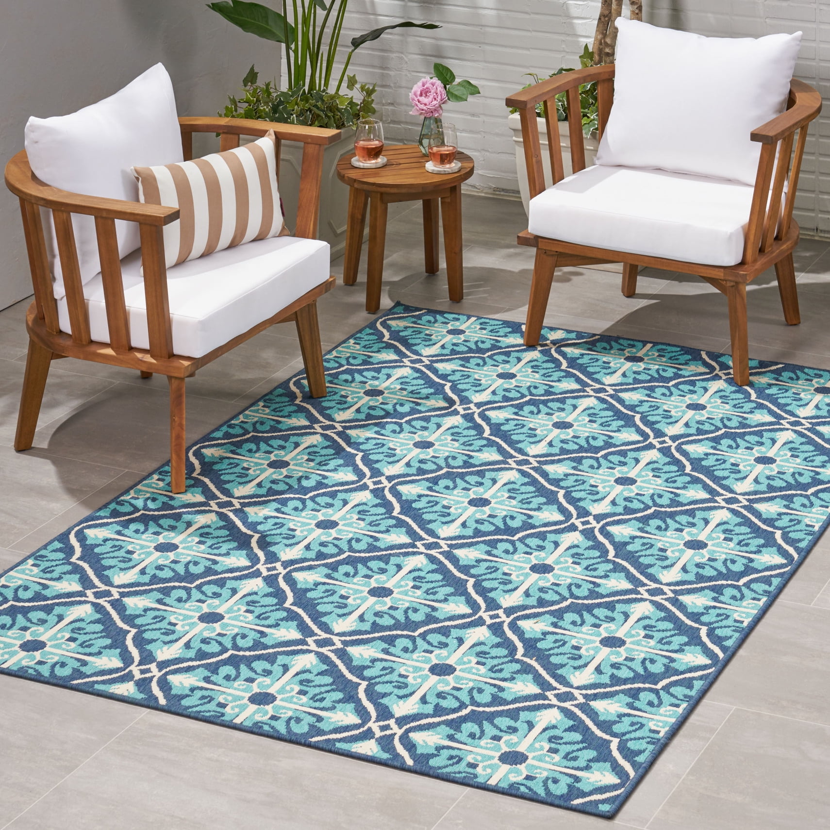 5’3”x7’ Indoor Outdoor Rug Waterproof, Patio Carpet for Bed Room ...