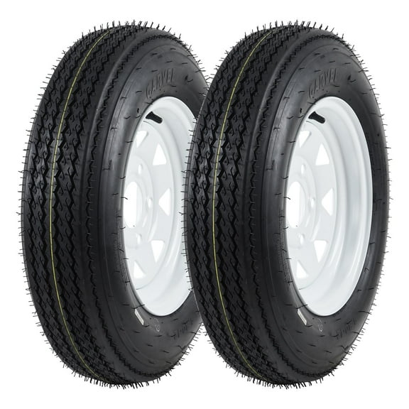 5.30-12 530-12 530X12 Trailer Tire and Wheel Assembly, Heavy-Duty Load Range C 6PR, 5 Lug White Modular Wheel, 12 Inch Tires for Utility/Boat/Camper Trailers, Set of 2