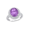 thumbnail image 1 of 5.30 Carat (Ctw) Amethyst & White Topaz Double Halo Ring in Sterling Silver for Women, 1 of 6