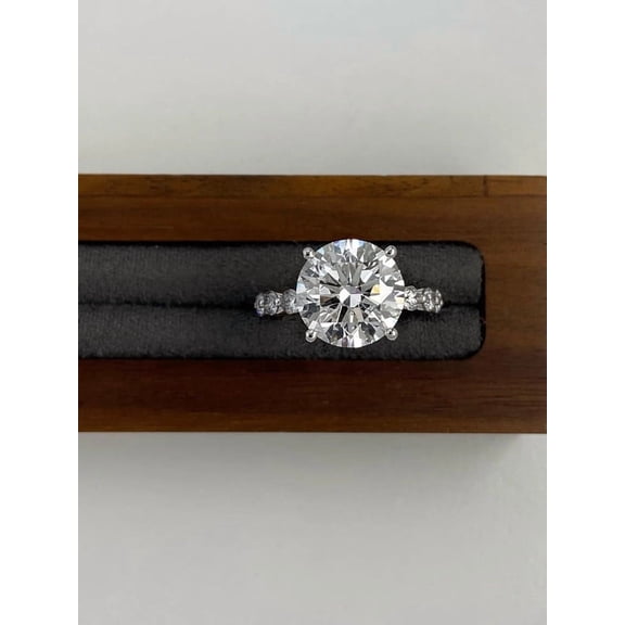 5.30 Ct Round Cut Beautiful Solitaire with Accents IGI Certified Lab Grown Diamond Engagement Ring for Ladies Solid 950 Platinum Size 7 by Diamond-Capitals