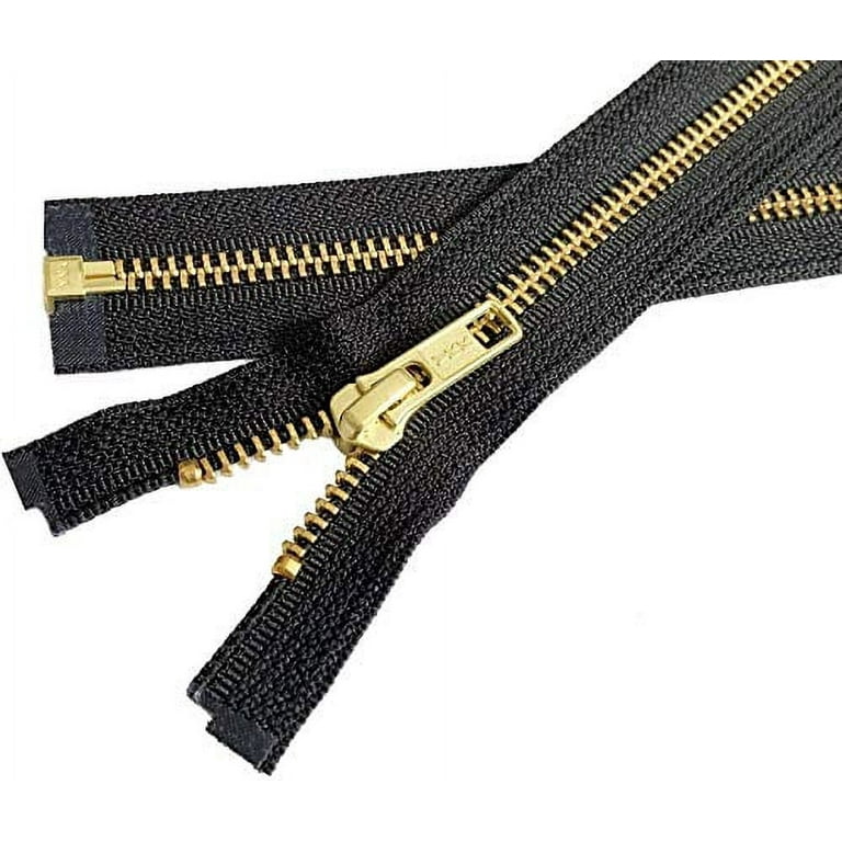 Italian Made High-Quality Finish #5 30 Brass Jacket Zipper - Black