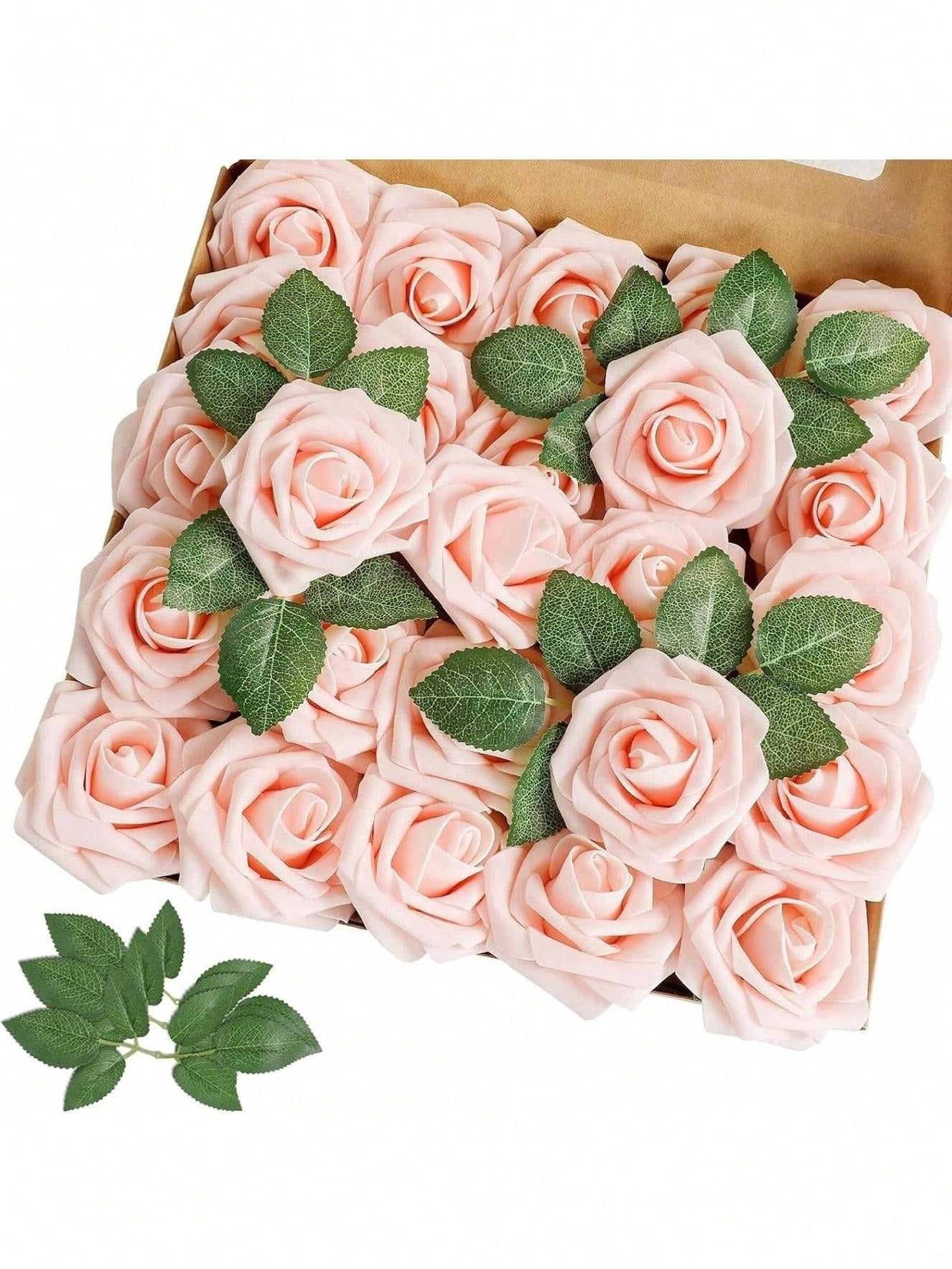 5-30pcs Real Looking Fake Roses With Stem DIY Wedding Bouquets ...