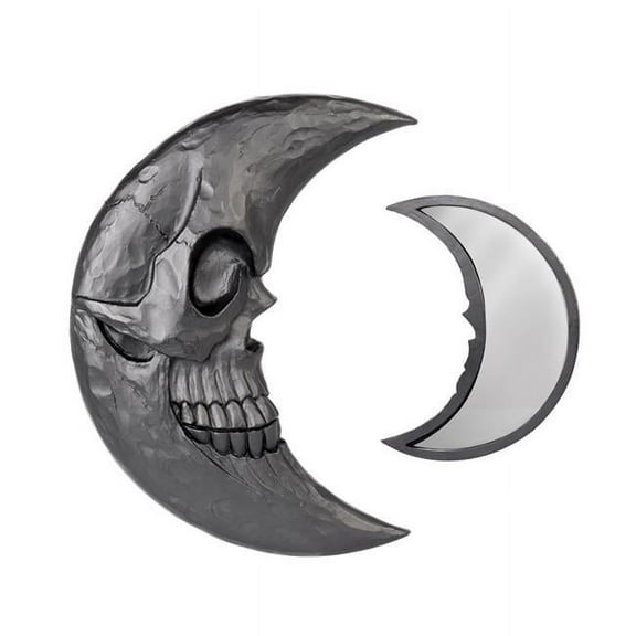 5.31 in. Skull Moon Hand Mirror, Black