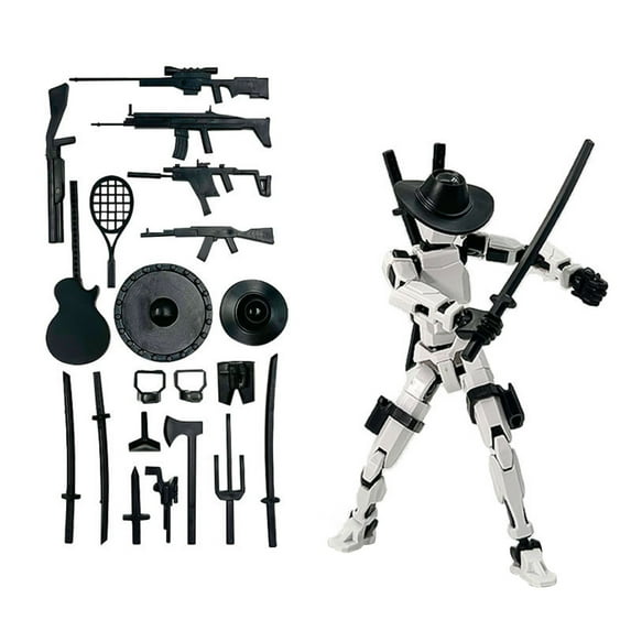5.31inch" 3D Printed Articulated Robot, Multi-Jointed Movable Doll with Interchangeable Weapons and Various Accessories for Stop Motion and Desktop Decor,4PCS
