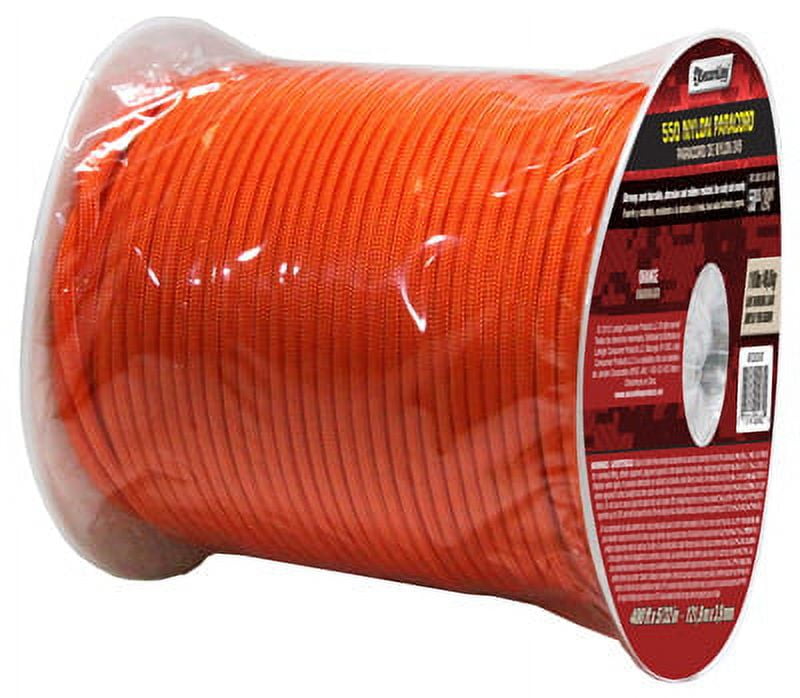 5/32 x 400' Orange Military Grade 550 Paracord Bulk Reel 110 LB Safe, Each