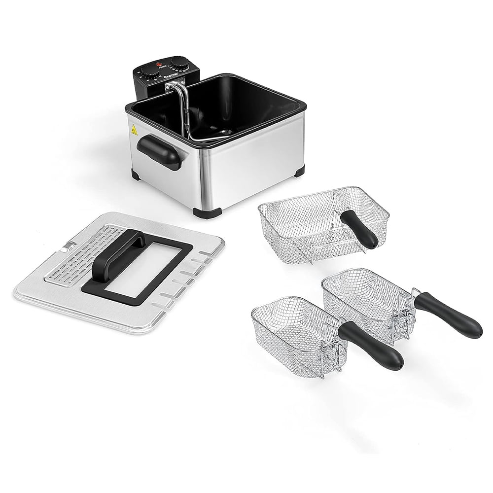 5.3Qt Electric Deep Fryer, 5L Stainless Steel Commercial Double Fryer