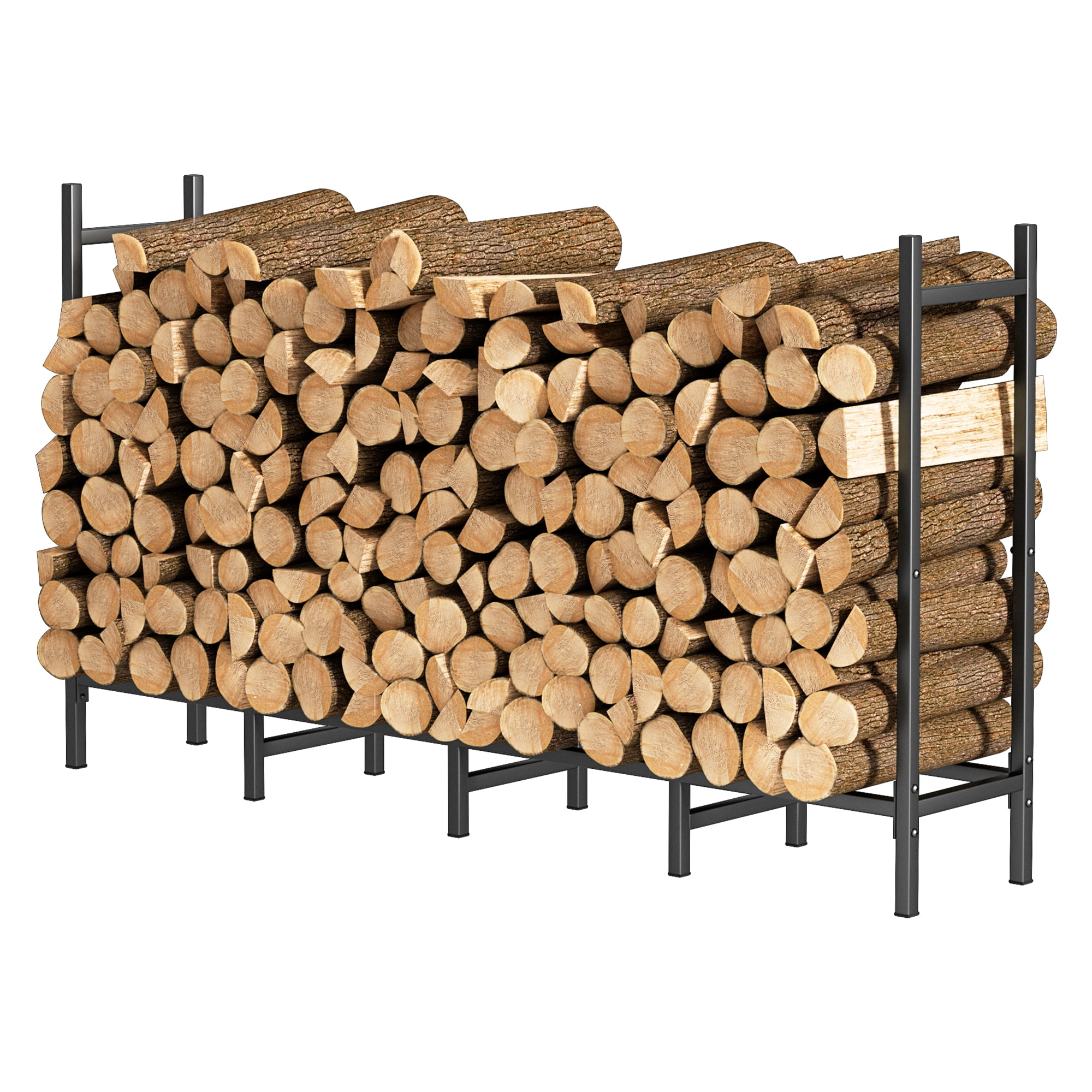 Steel Log 5.3ft Outdoor Steel Firewood Log Rack Wood Storage Holder for Fireplace ...