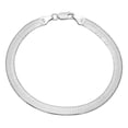 thumbnail image 1 of 5.3mm Solid .925 Sterling Silver Flat Herringbone Chain Bracelet, 7 inches, 1 of 7