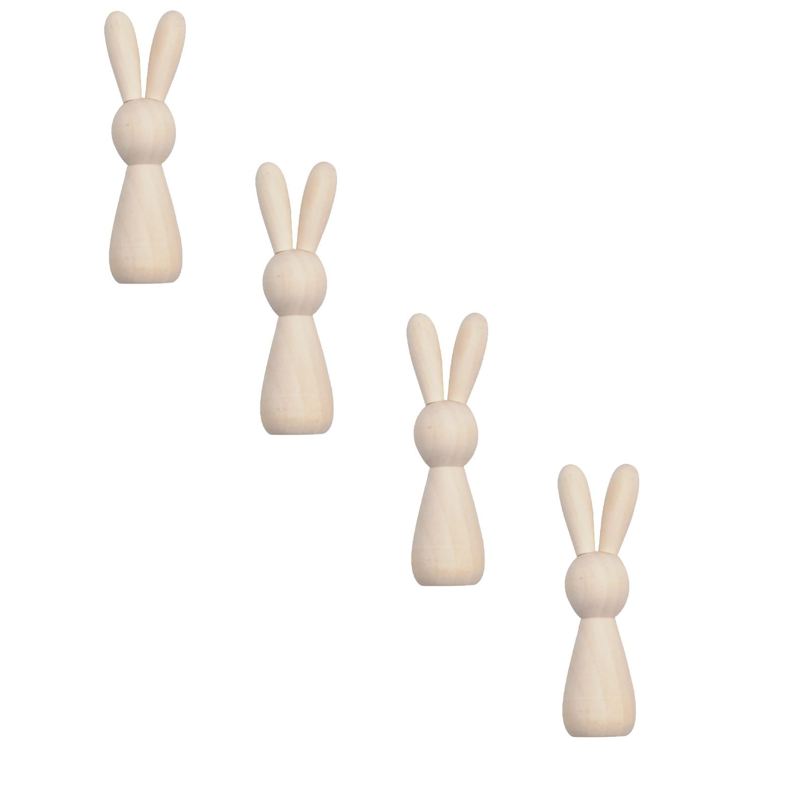 5/4/3/2/1pcs Unfinished Wooden Peg Dolls Easter Rabbit Statue Bunny ...