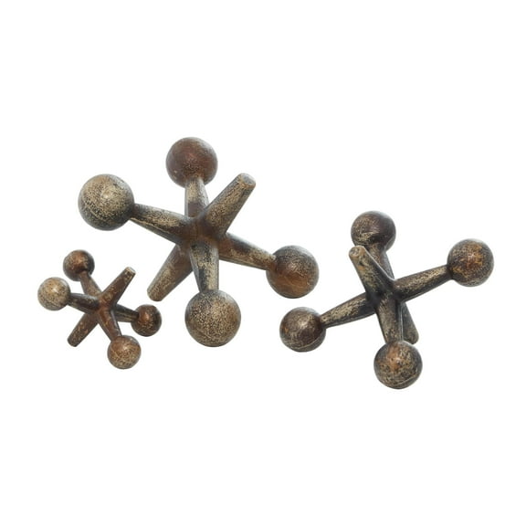 5", 4", 3"H Bronze Metal Weathered Jack Sculpture, by DecMode (3 Count)