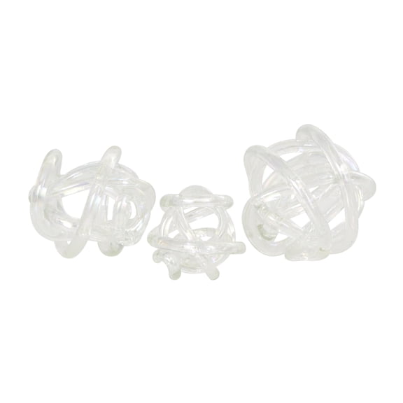 5", 4", 4"W Clear Glass Knotted Ball Knot Sculpture, by DecMode (3 Count)
