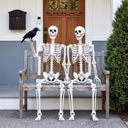 2pcs 5.4 FT Life Size Plastic Skeleton with Movable Poseable Joints Human Size for Halloween Props, and Hanging Skeleton
