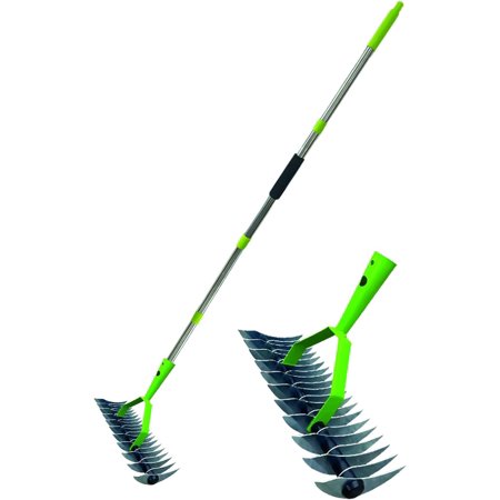 5.4 FT Thatch Rake Heavy Duty Metal Rake lawn care tools for Loosening Soil Gathering Leaf Leveling Lawn Farming Land dethatching rake with Stainless Steel Long Handle
