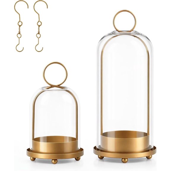 5"&4" Hurricane Glass Candle Holders, Candle Holder with Hook Chains