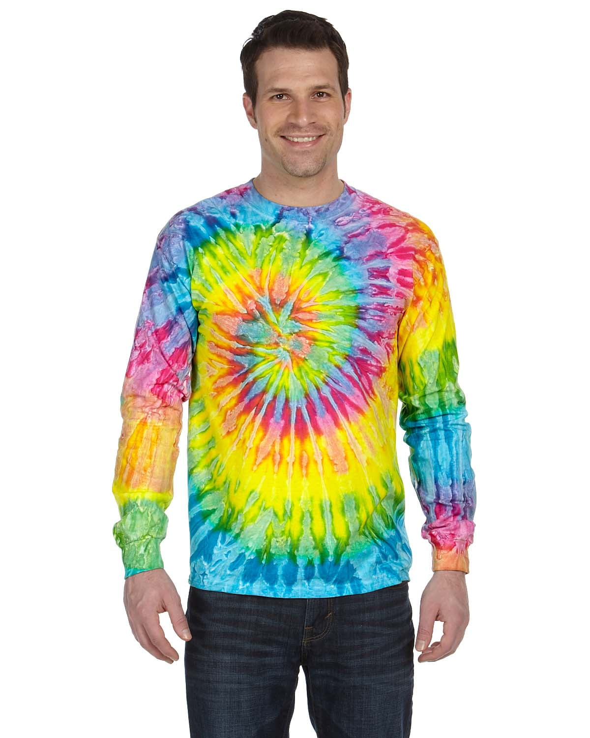 【SCENERITY】Motor Dying Long Sleeve TShirt 5.4 Oz., 100% Cotton Long-Sleeve Tie-Dyed T-Shirt , CD2000