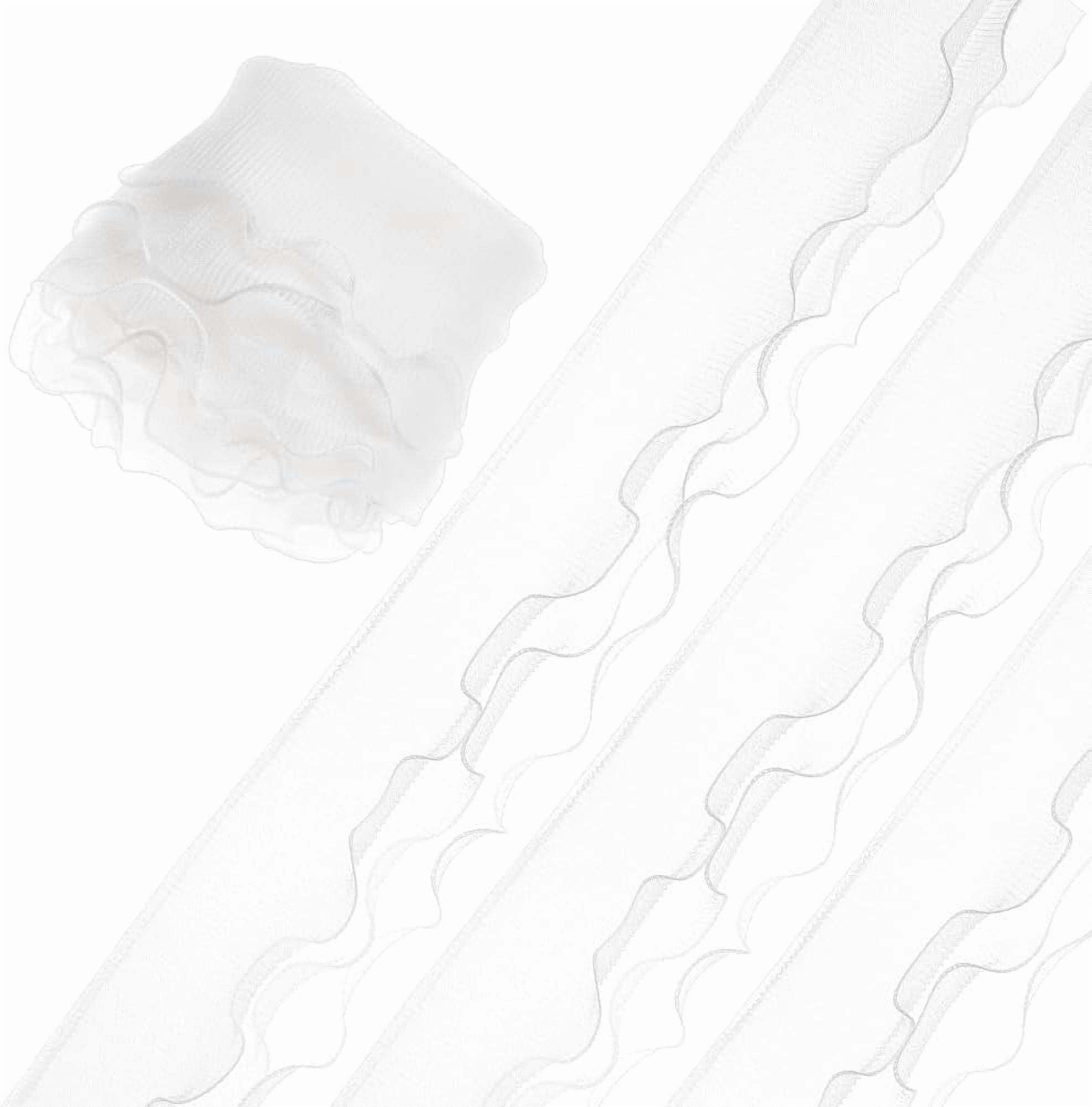 White Ruffle Ribbon Wide 5.4 Yards Organza Pleated Ribbon 5-1/2 Inch White Ruffle Trim Fabric ...