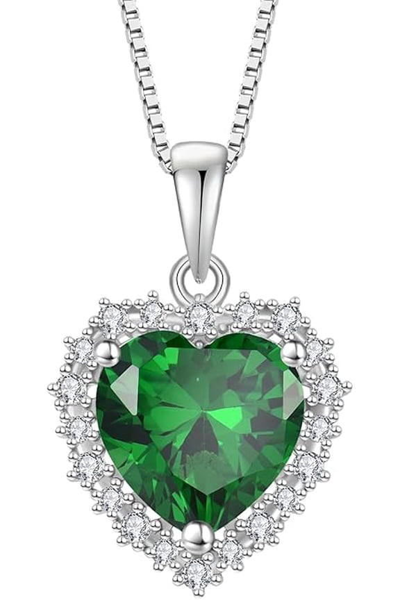 5.40 Ct Heart Green Emerald Gemstone Pendant Necklace for Women  925 Sterling Silver Jewelry Gift